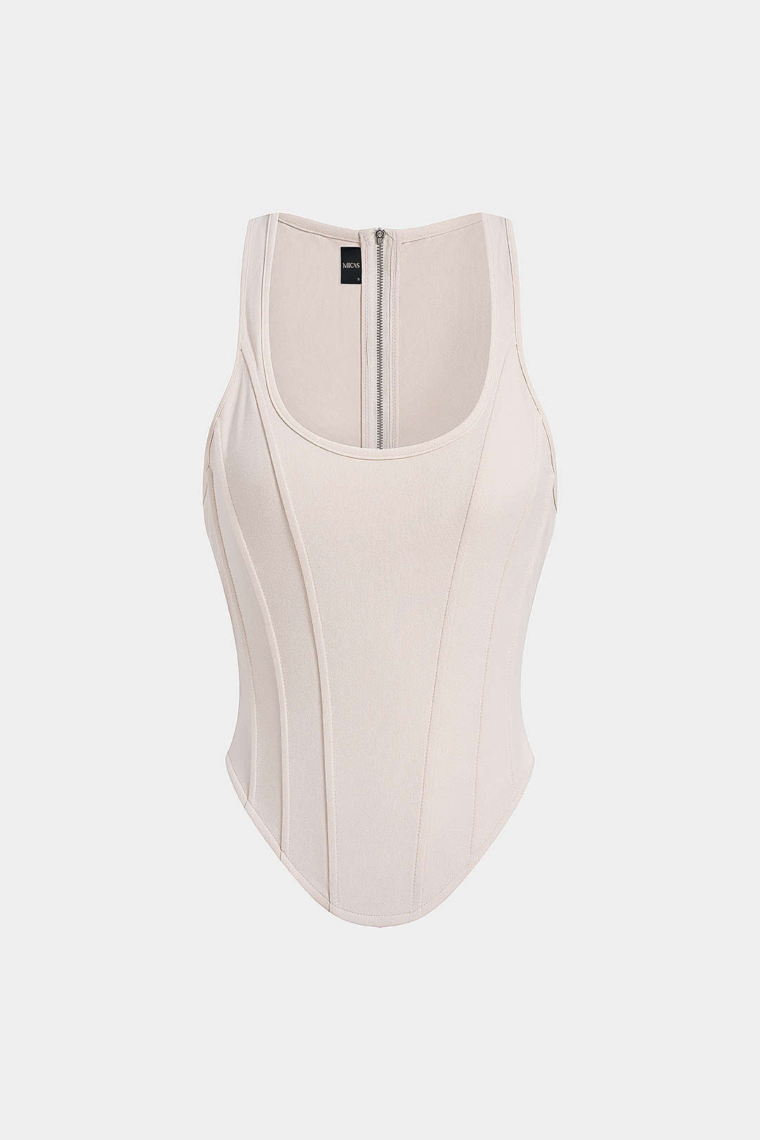 Zipper Tie-Up Corset Waist Tank Top