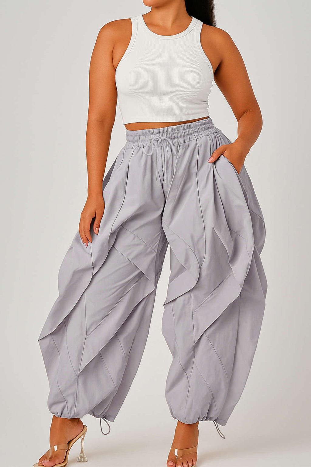 Drawstring Ruffle Trousers