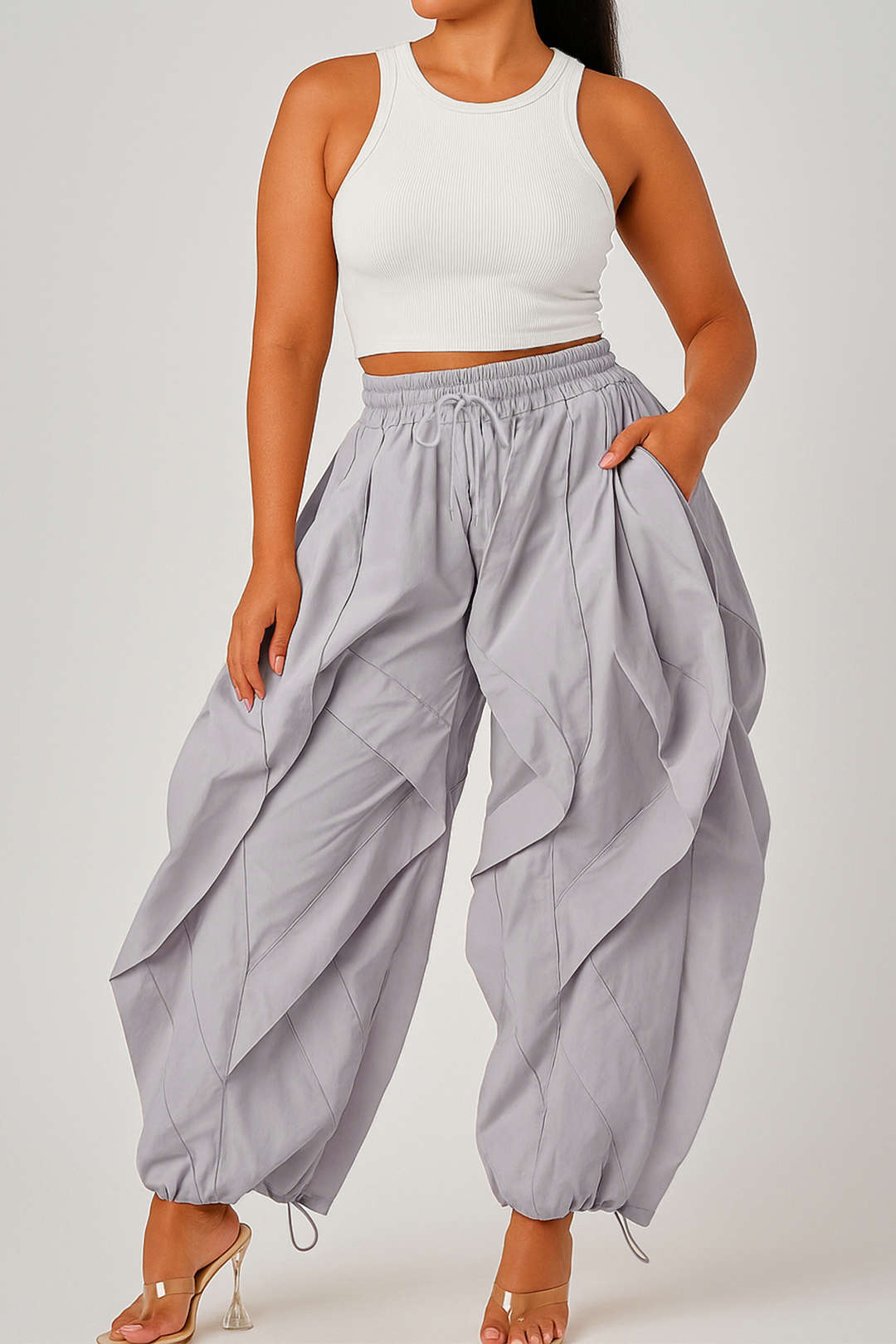 Drawstring Ruffle Trousers