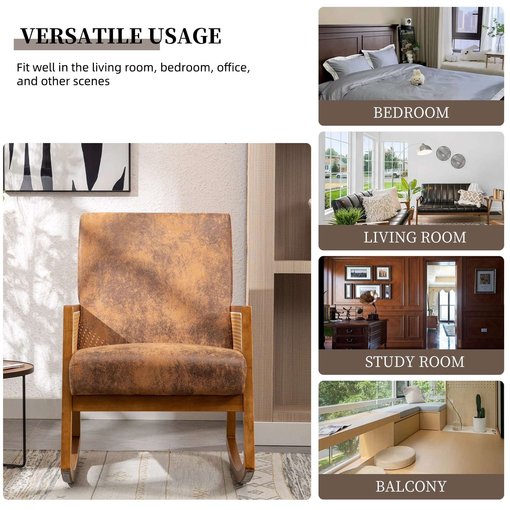 Living room Comfortable rocking chair living room chair Armchair Upholstered Tall Back Accent Glider Rocker
