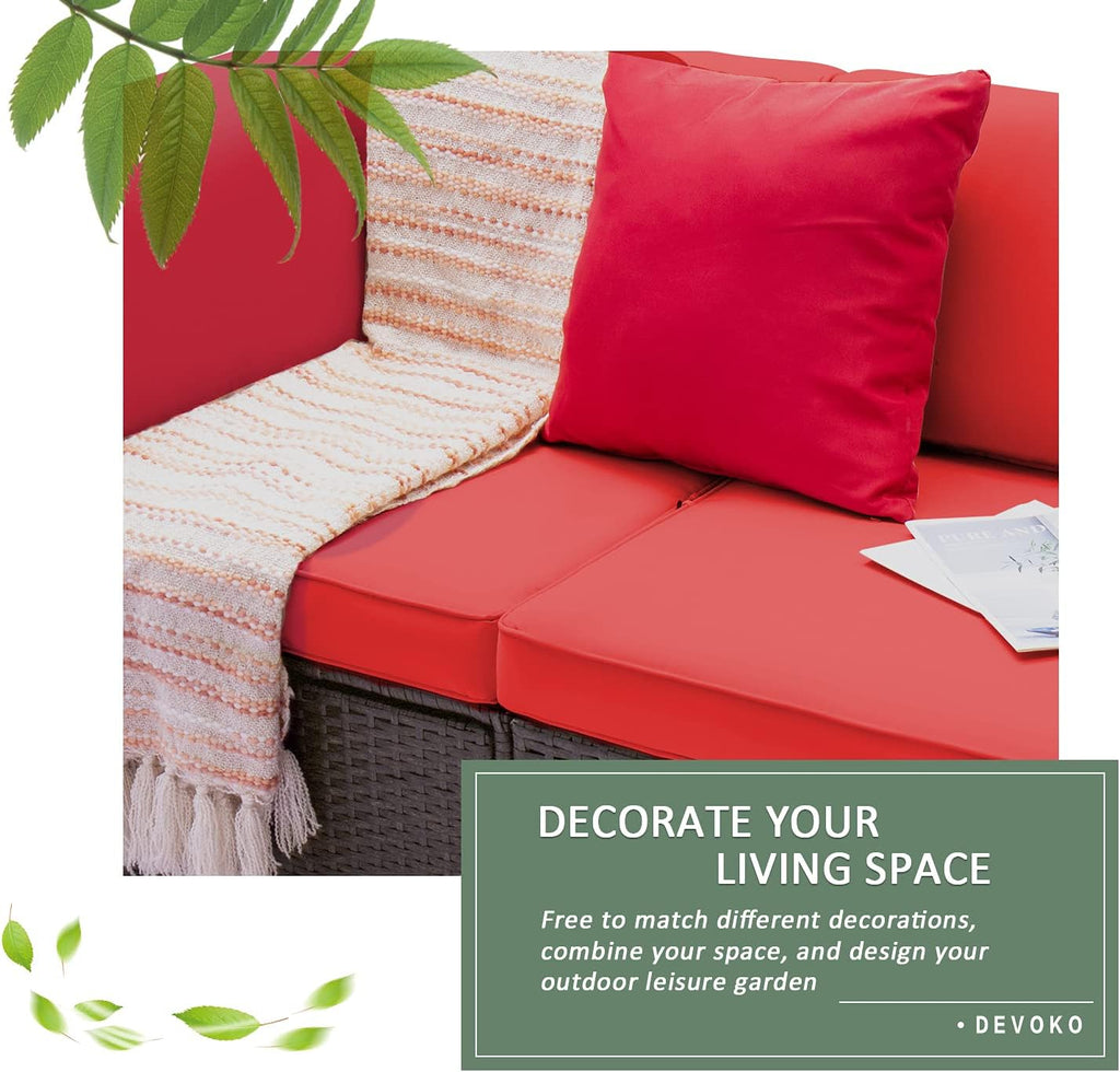 DEVOKO 5 Pieces All-Weather Patio Furniture Set with Cushions