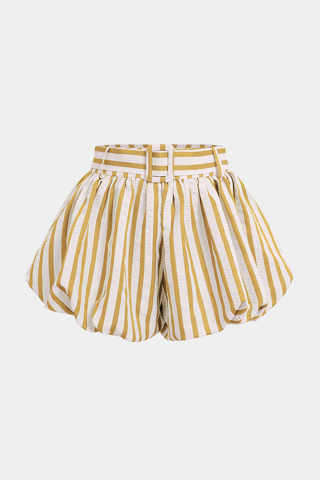 Striped Textured Ruched Shorts