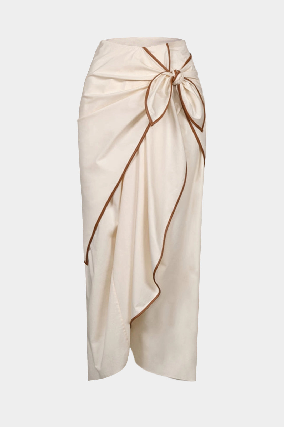Contrast BInding Ruched Knotted Skirt