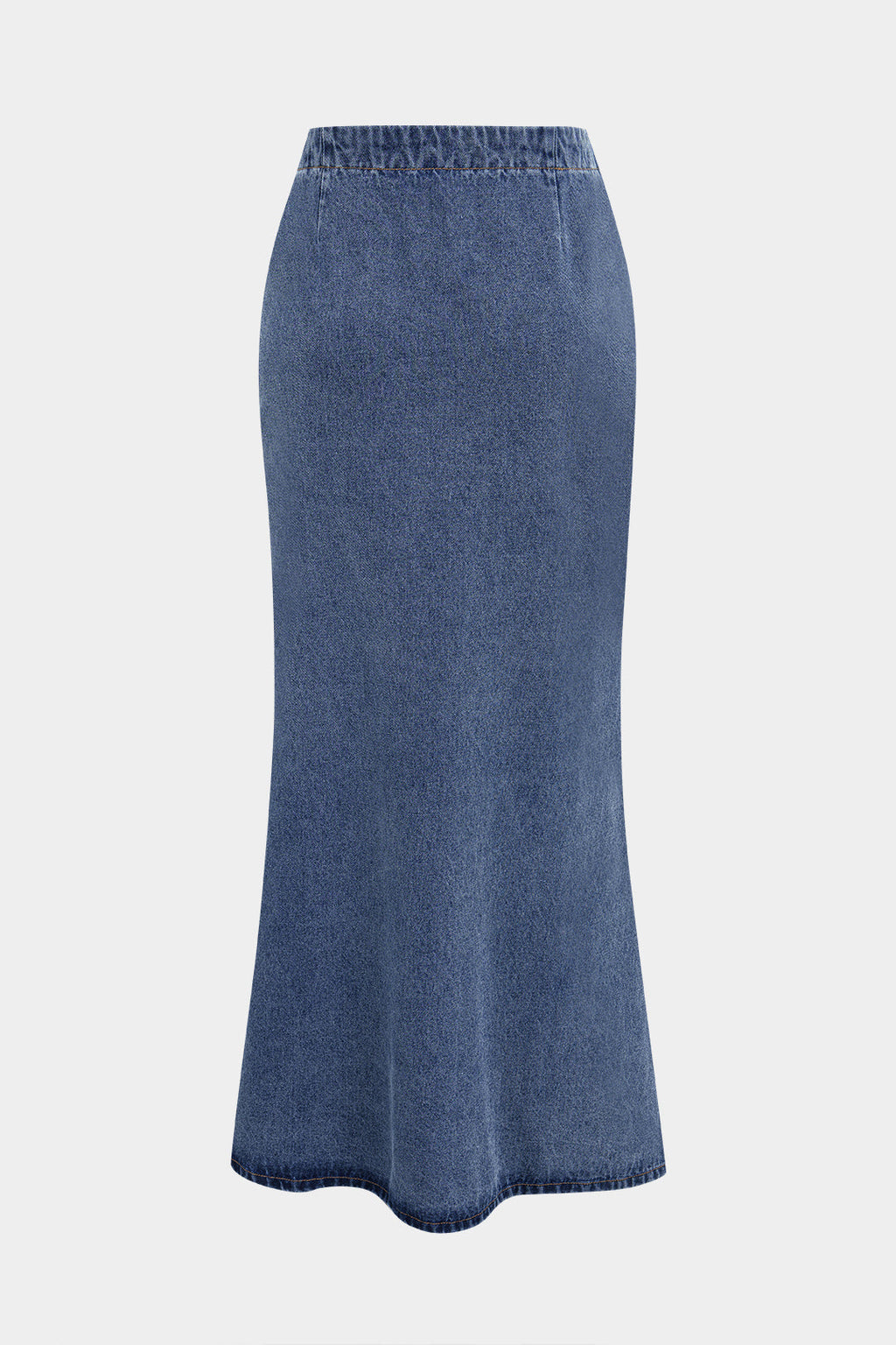 Denim Belted High Slit Skirt