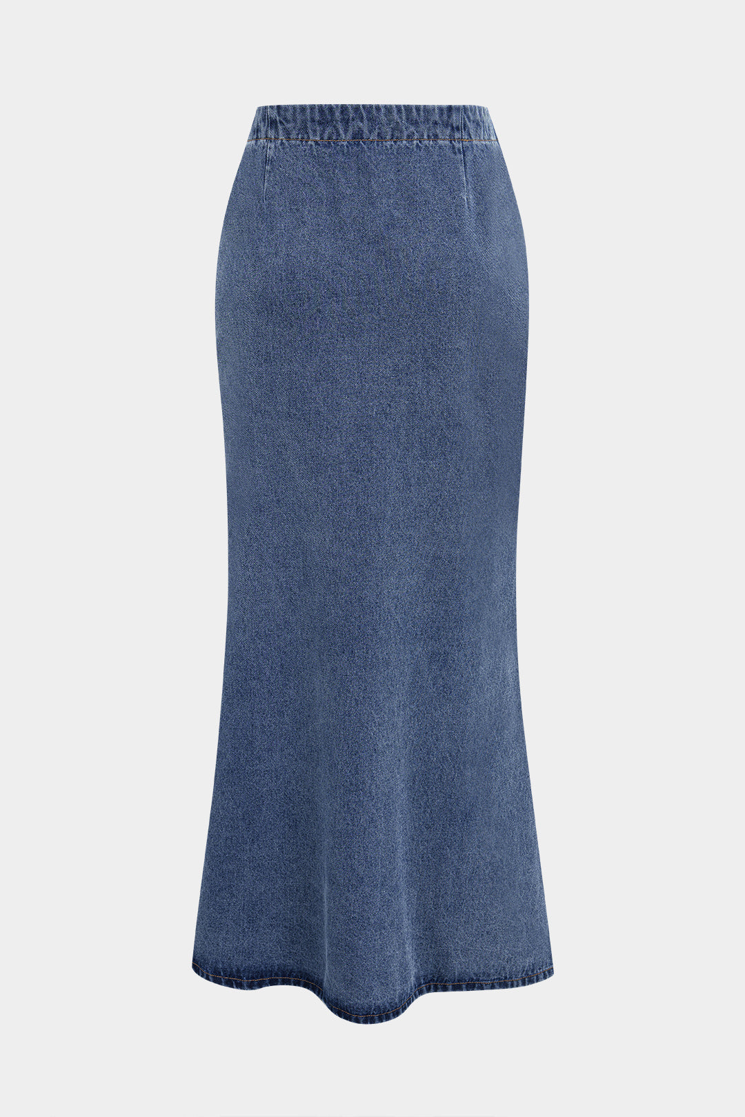 Denim Belted High Slit Skirt