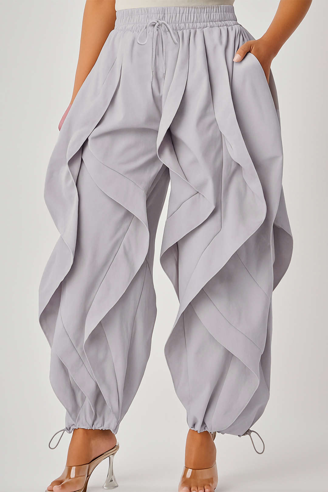 Drawstring Ruffle Trousers