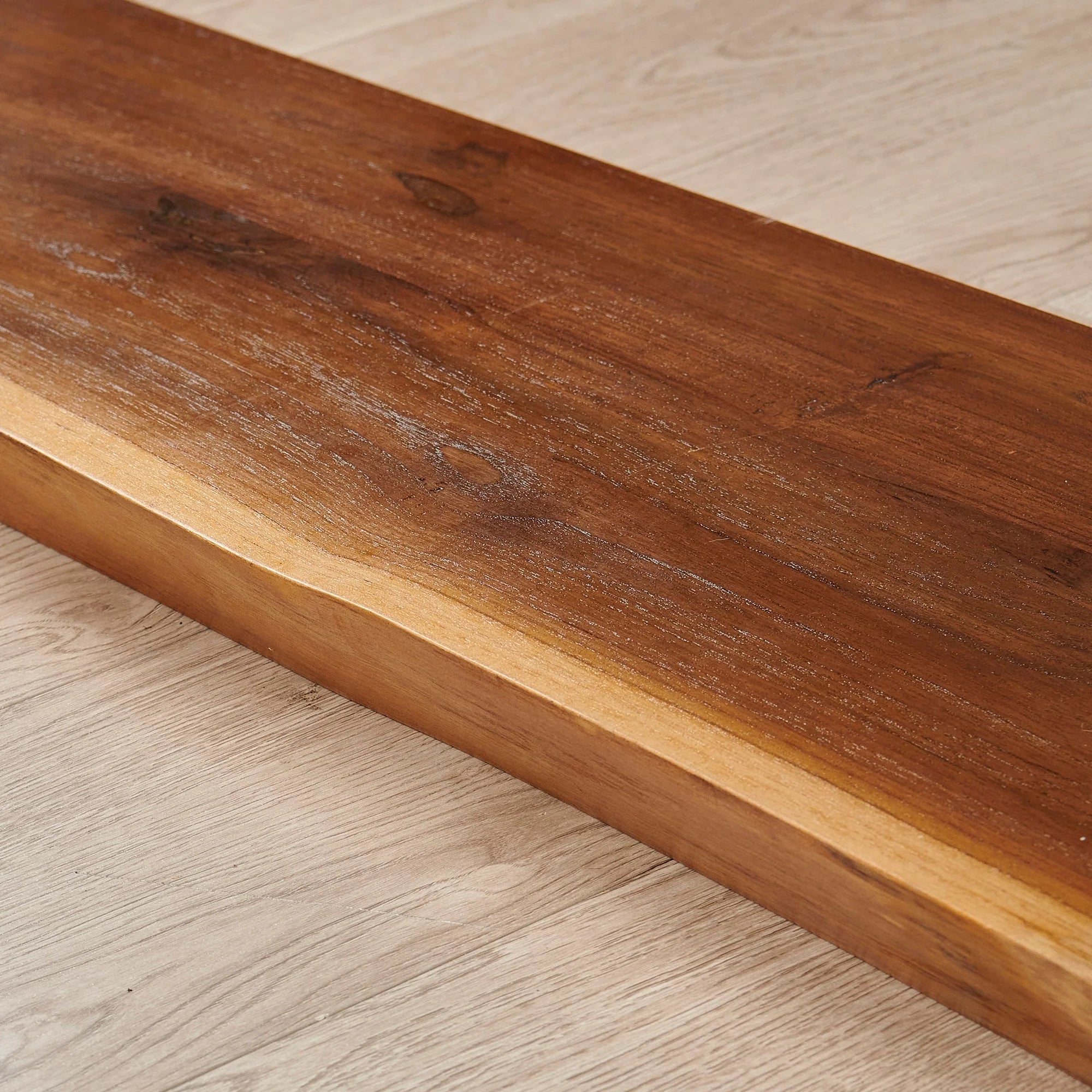 Home Soft Things 1 PieceTeak Shelf With Live Edge Wooden Wall Shelves