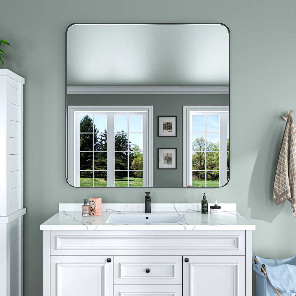 TOOLKISS Aluminum Alloy Round Corner Frame Vanity Mirror